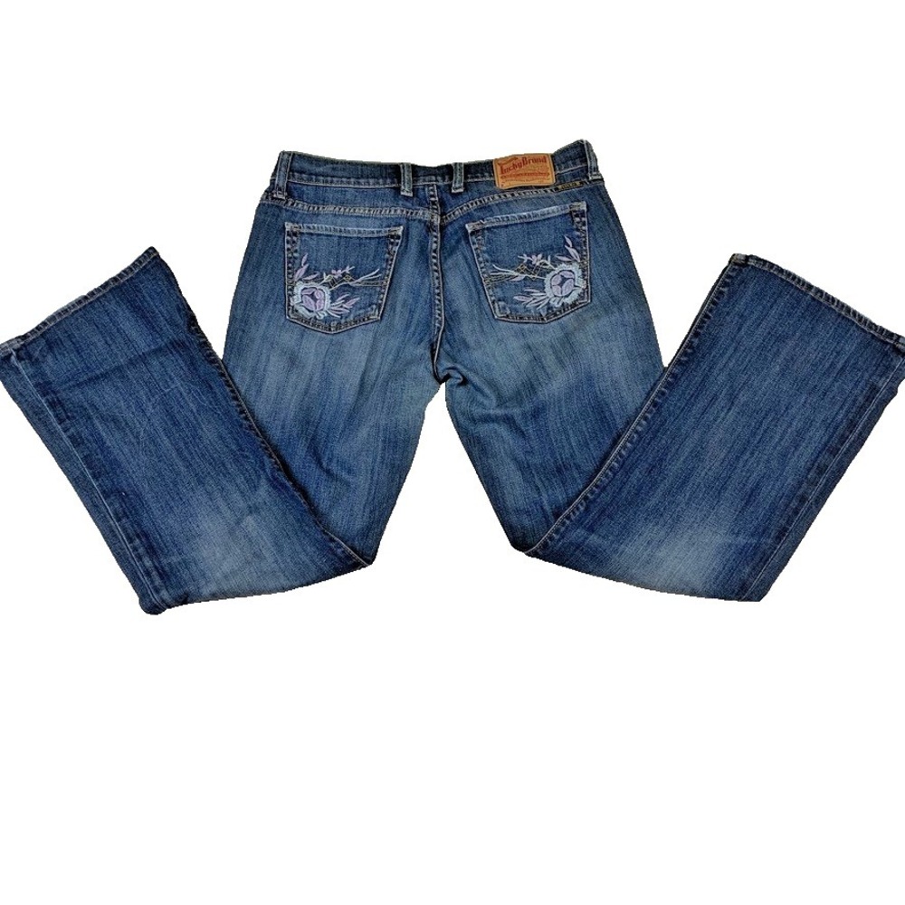 Lucky Brand Sweet N Low Bootcut Jeans Womens 8/29 Blue Denim Embroidered Pockets